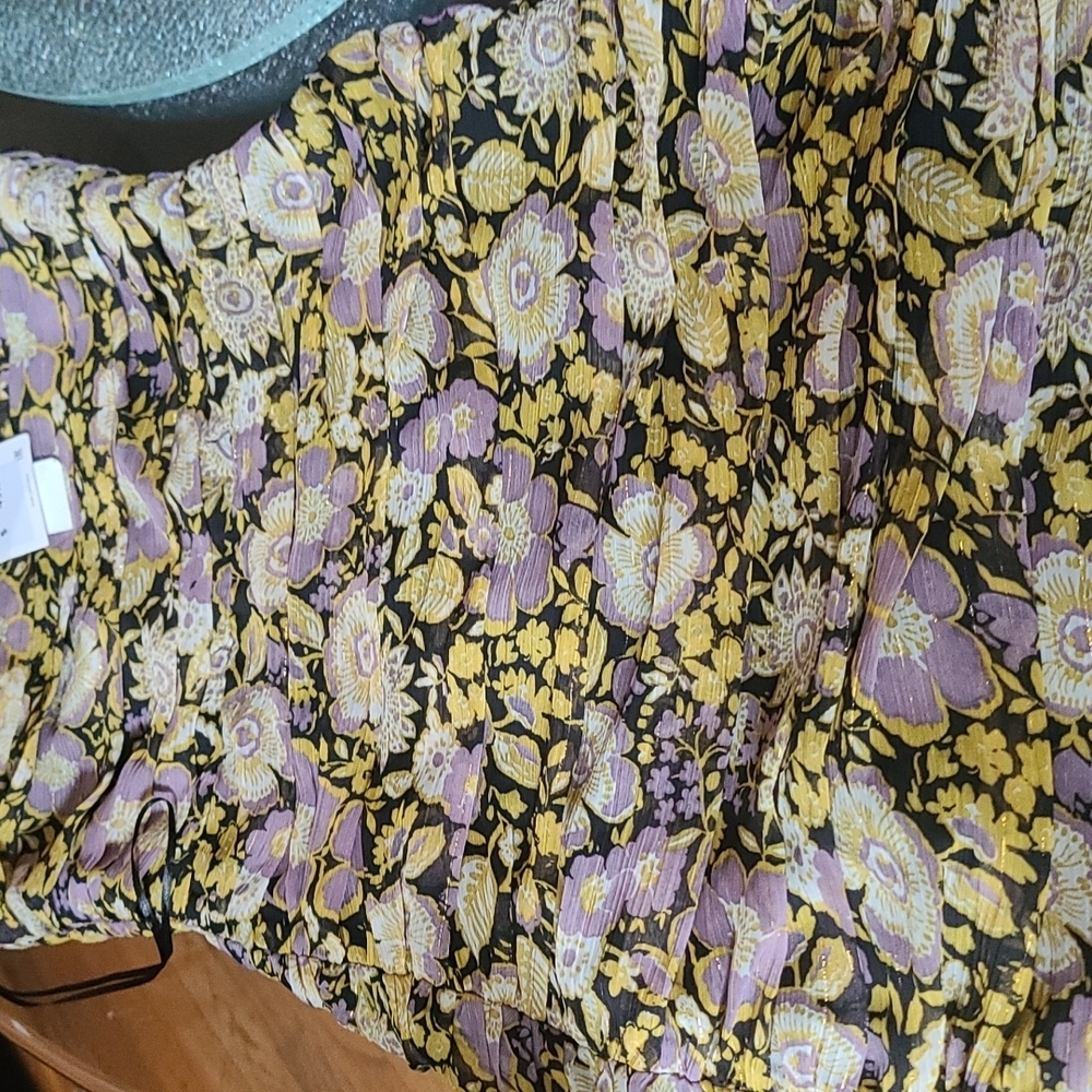 Zara - Yellow Purple Floral Glitter Drape One Shoulder Bodycon Dress -Size S NWT - Picture 4 of 7